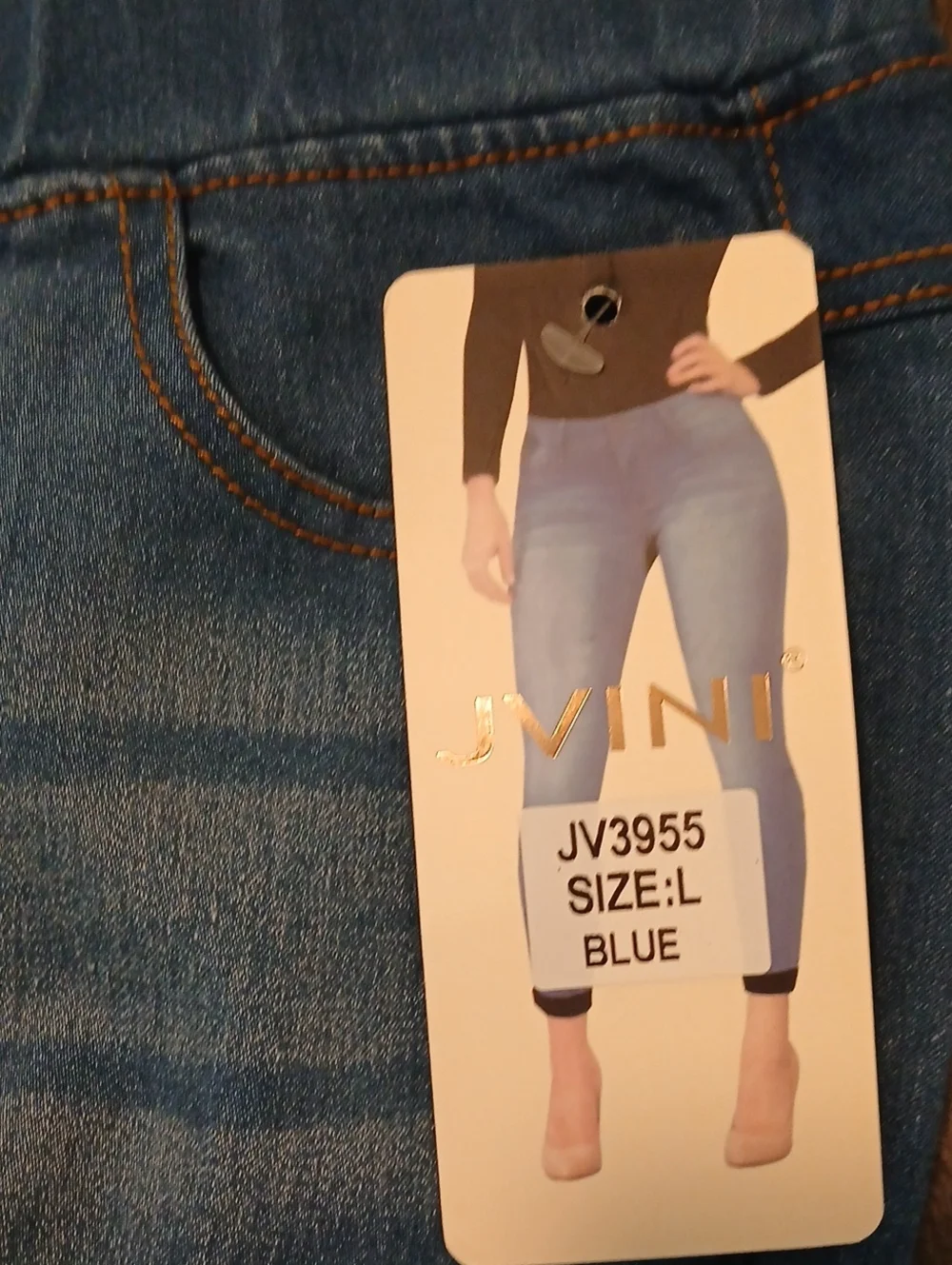 JVINI Blue Stretch Denim Jeggings with Contrast Stitching